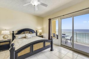 A bedroom inside a condo rental to stay at during a Florida bachelorette party..