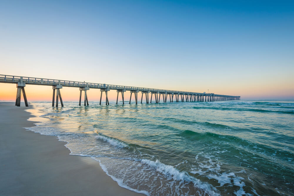 The view of a PCB pier from the beach.