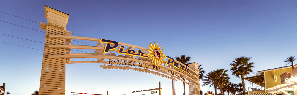 View of Pier Park sign in Panama City Beach
