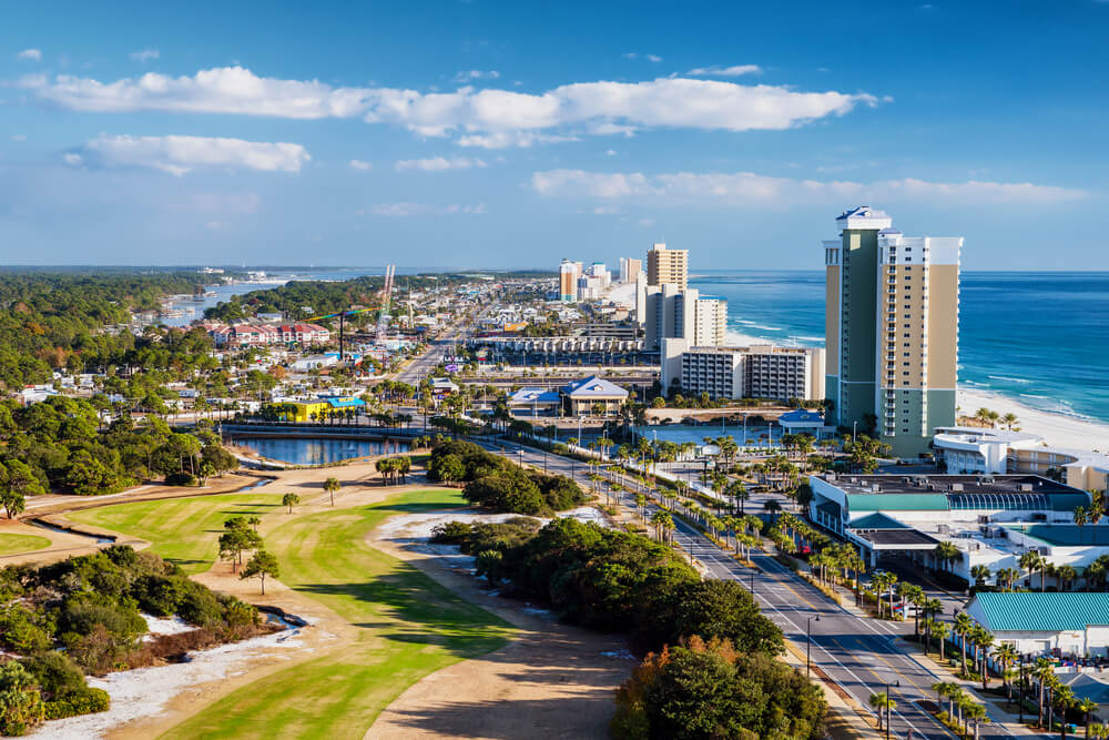Panoramic view of Panama City Beach during a winter escape